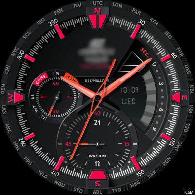 Casio EDIFICE - ERA300DB RED Android Watch Face