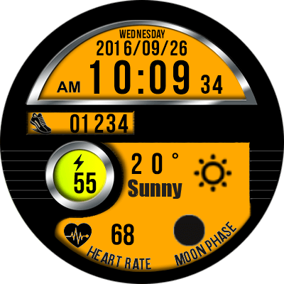 Clock Skin RR026 Orange Android Watch Face